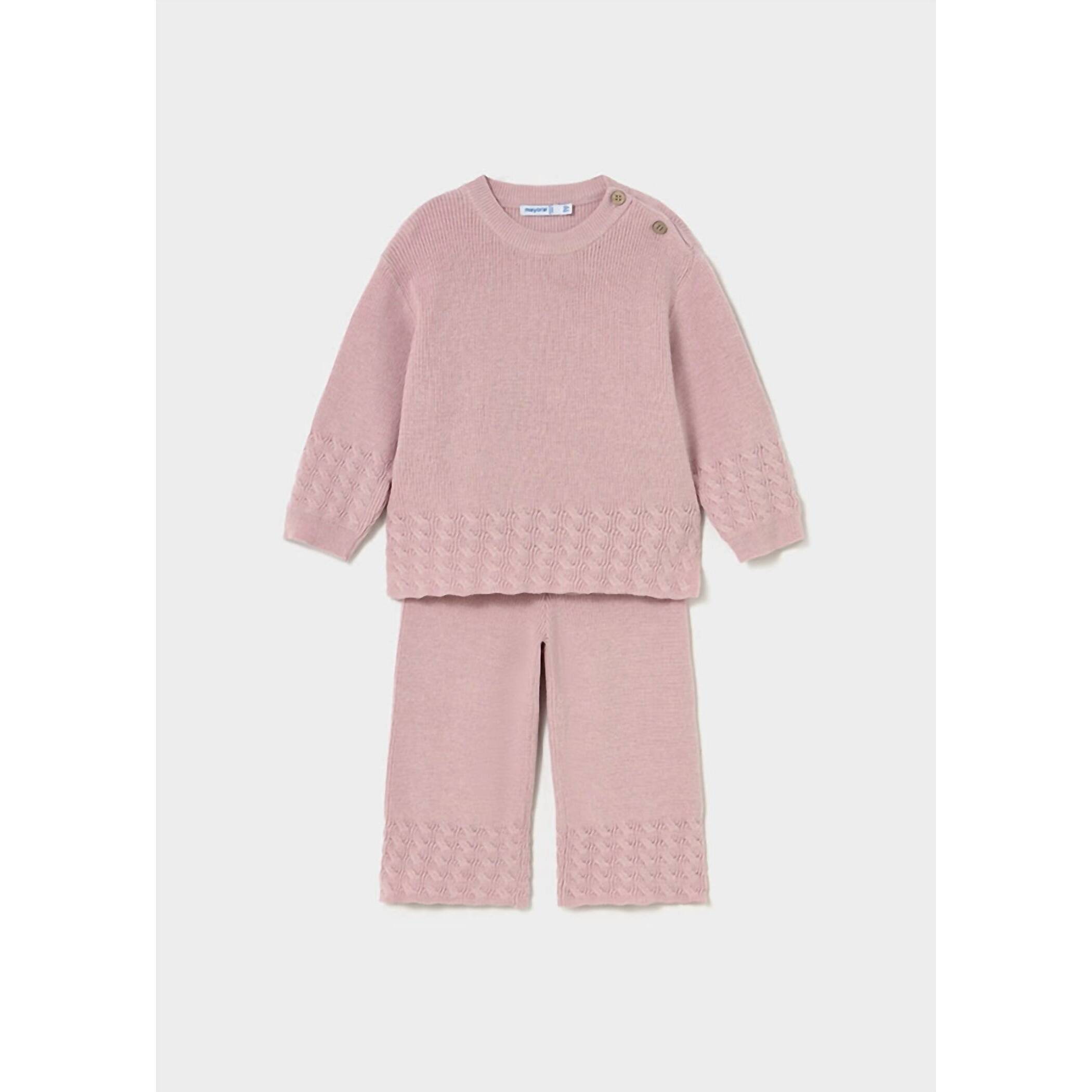 New Mayoral Girl's Sweater Knit Pants Set In Crystal Pink